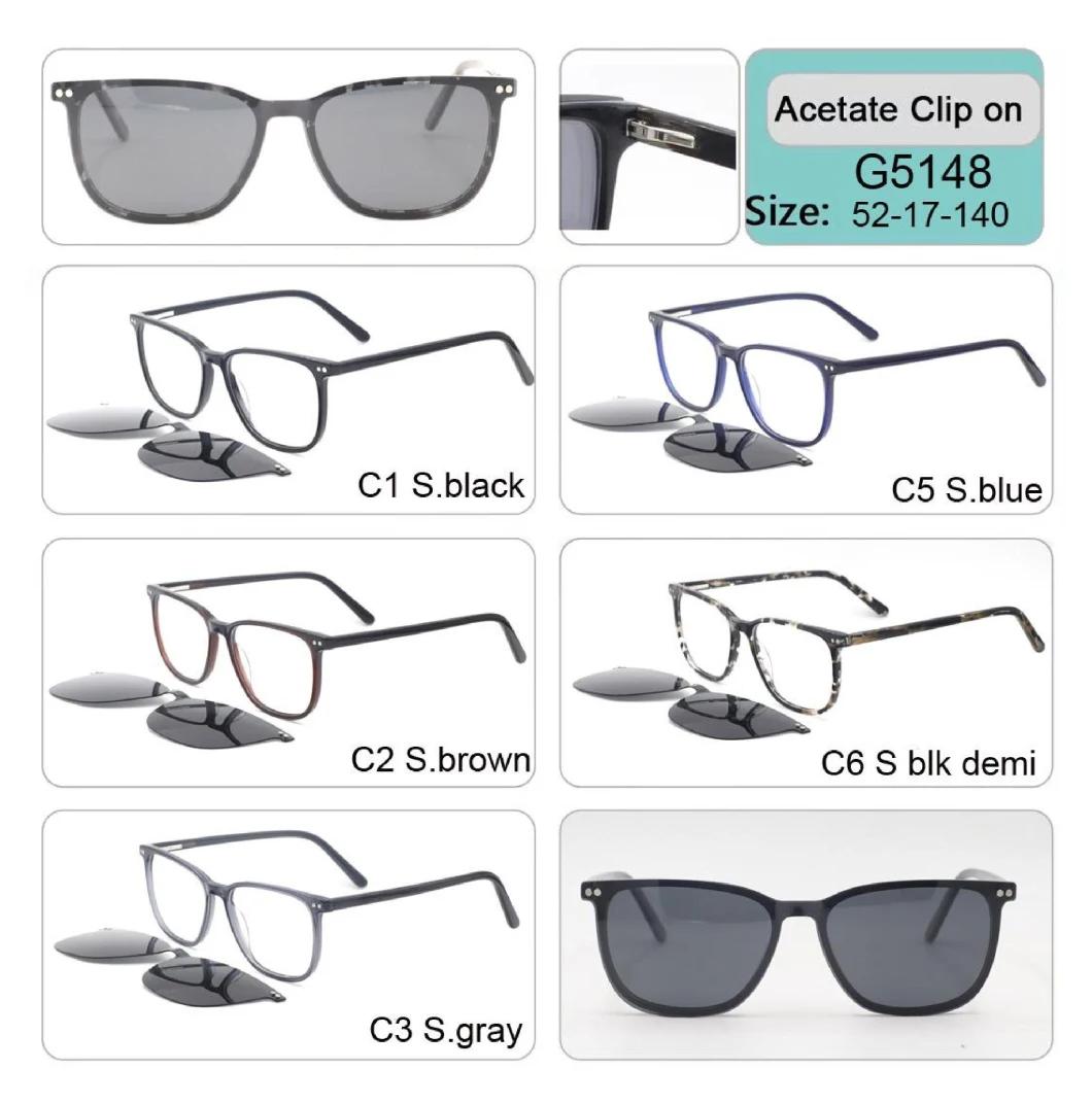 High Quality Clip on Acetate Optical Frame Eyeglasses Sunglass Sun Glass