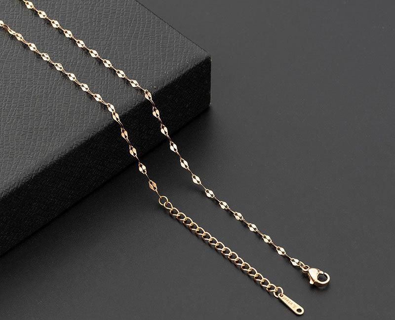18K Gold Versatile Lip Chain Sweater Chain Female Stainless Steel Necklace Pendant with Chain Bare Chain Clavicle Chain Tile Chain Ssnl2639