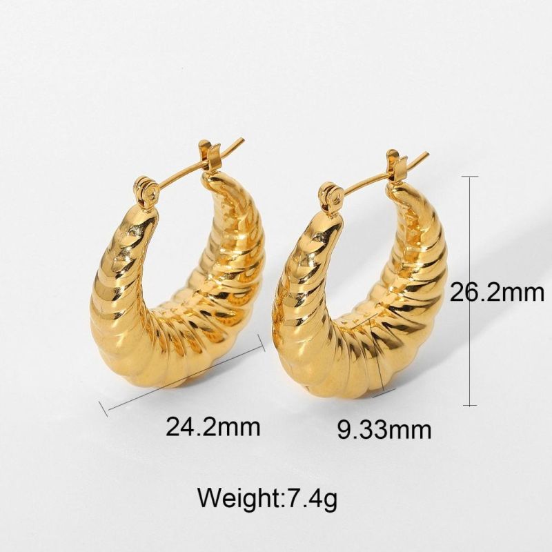 European Ins Web Celebrity Stainless Steel Prawn Body Pattern Earrings Ring Stud Croissant Pendant for Women Jewelry