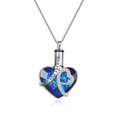 Blue Love Heart Urn Ash Jewelry Pendant