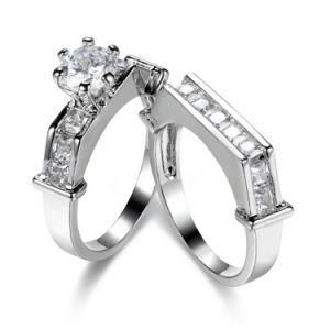Excellent Quality 925 Sterling Silver Jewelry Diamond Wedding Ring Set