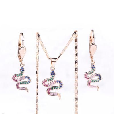 Colorful Party Jewelry CZ 18K Rose Gold Jewelry Set with Necklace and Earring