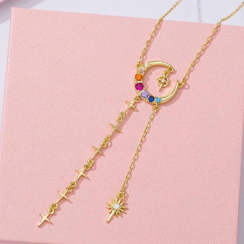 Fashion Jewelry Wholesale 18K Gold Plated Jewelry Cross Earring Crescent Moon Tassel Earrings Earrings for Women