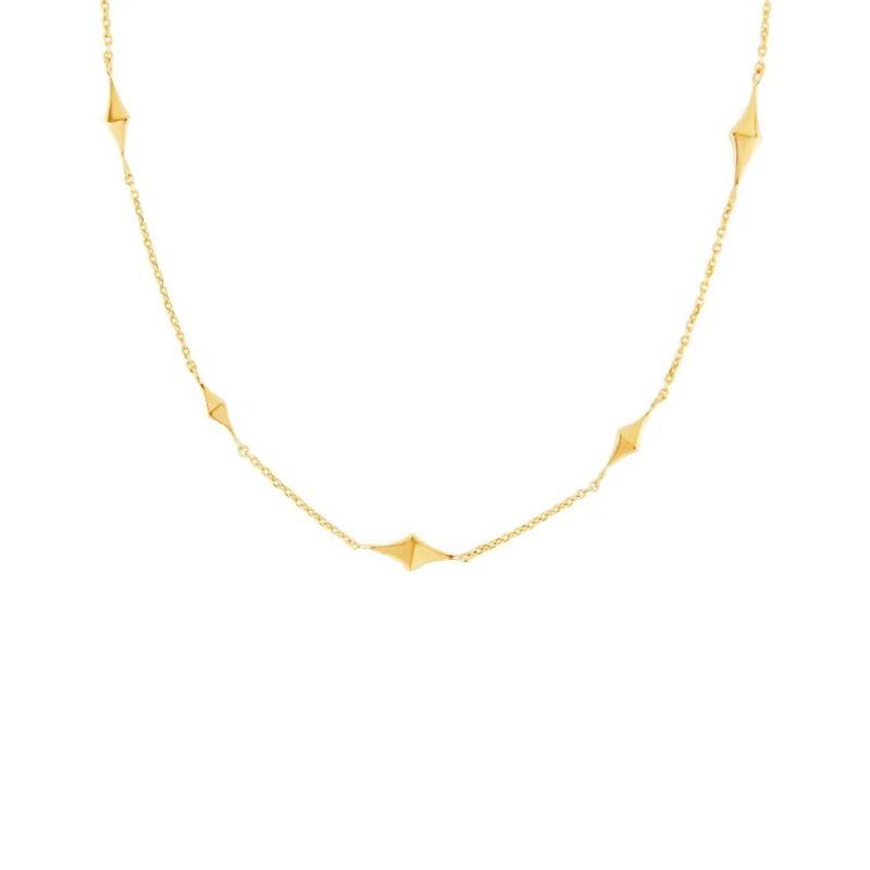Customize Fashion Charm Stackable Jewelry 925 18K Gold Plated Sterling Silver S925 Simple Prismat Short Chain Necklace for Women
