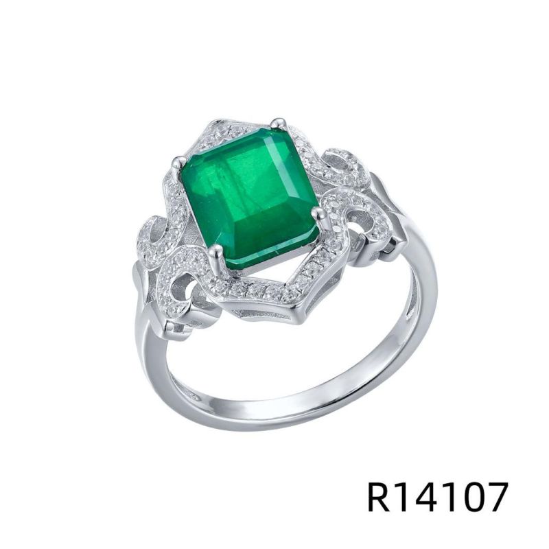 Hot Sale 925 Sterling Silver with Emerald Stone Ring