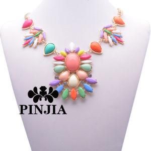 Women Chunky Statement Crystal Flower Pendant Necklace Imitation Jewelry