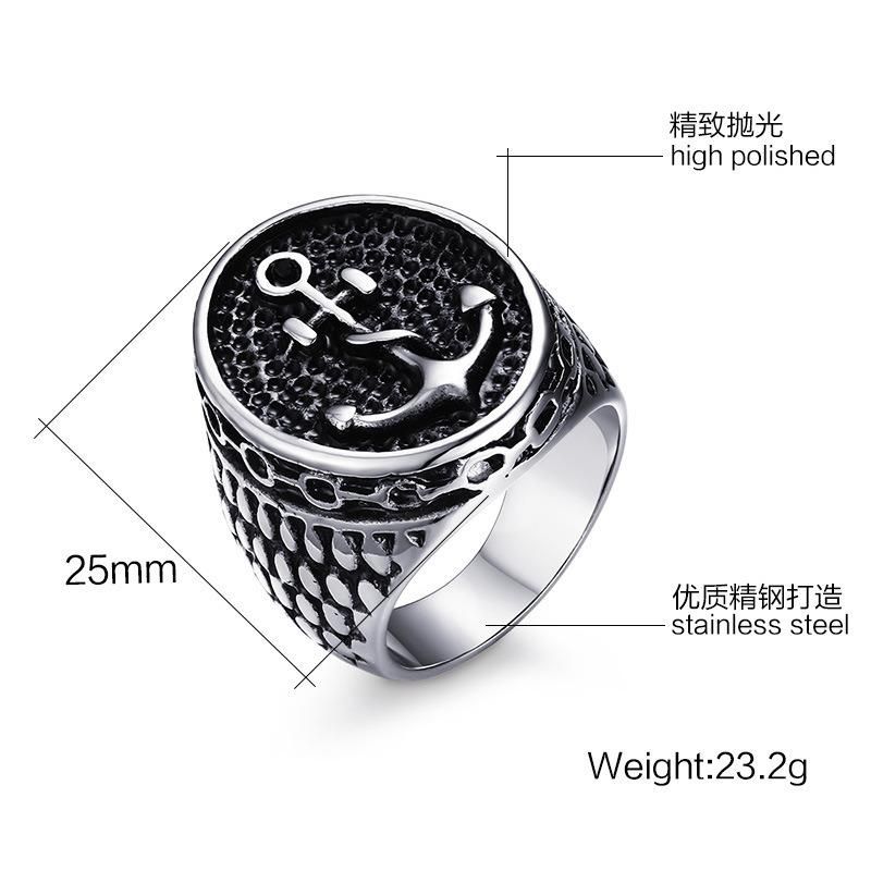 Mcllroy 316L Stainless Steel Ring Top Quality Anchor Biker Men Ring