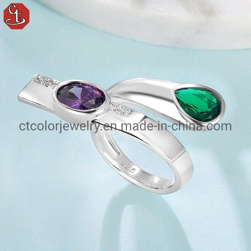 Trendy Jewelry Fashion Women′s ring Amethyst CZ 925 silver ring Fashion jewelry