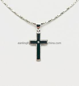 Simple Zirconia Stone Stud Solitaire Cross Religious Charm Pendant for Necklace Jewelry