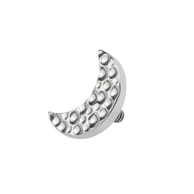 Eternal Metal ASTM F136 Titanium Moon with Crash Marks Internally Threaded Top Jewelry Piercing