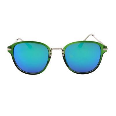 Metal Nose and Temple Green Demi with Green Mirror