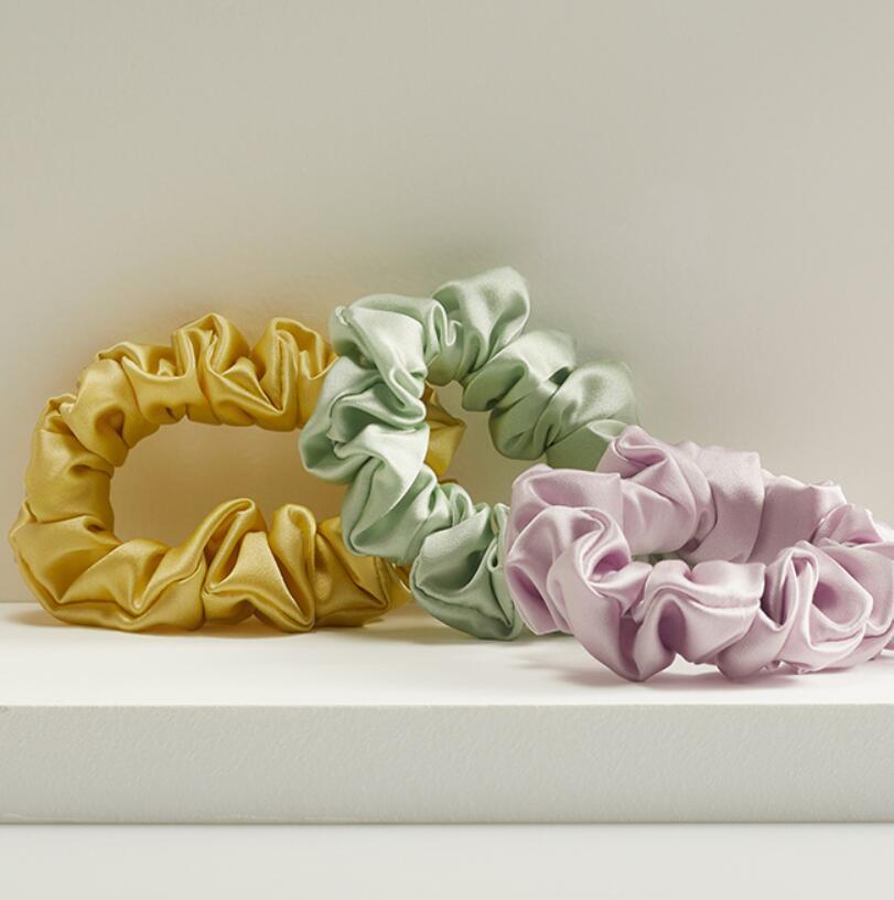 Plain Color Skinny Silk Scrunchies