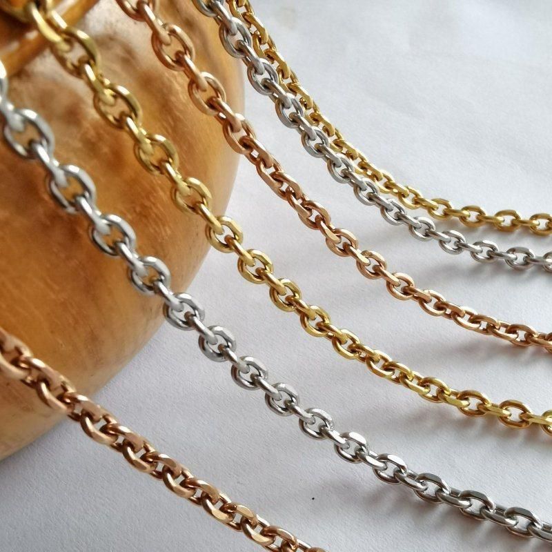 Wholesale Stainless Steel Cable Cross Chain Gold/Silver/Rose Gold Necklace for Jewelry Making