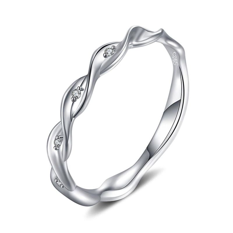 Infinity Love Cubic Zirconia Braided Twisted Wave Wedding Band Ring 925 Sterling Silver Wholesale