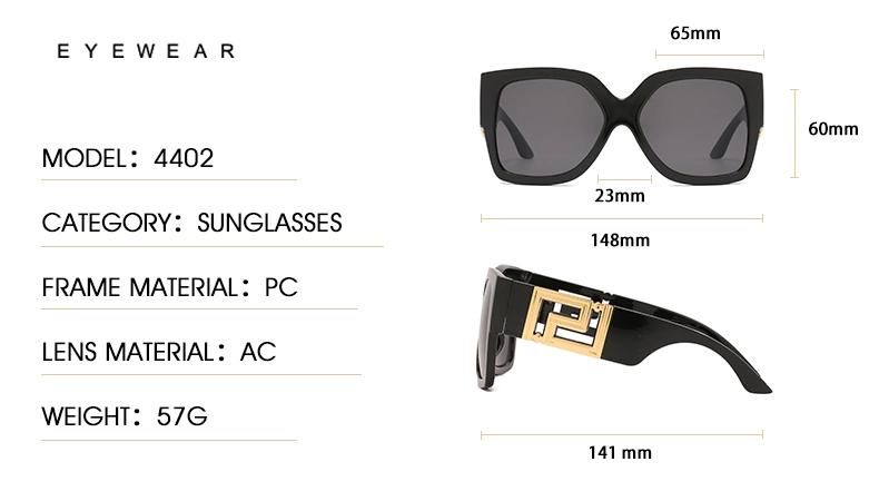 Large Frame Sunglasses European and American Trend Sunglasses Women′s Square Wide-Legged Personality Sunglasses