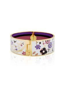 Flower Bangle-18k Gold Plating Metal Bangle with Enamel