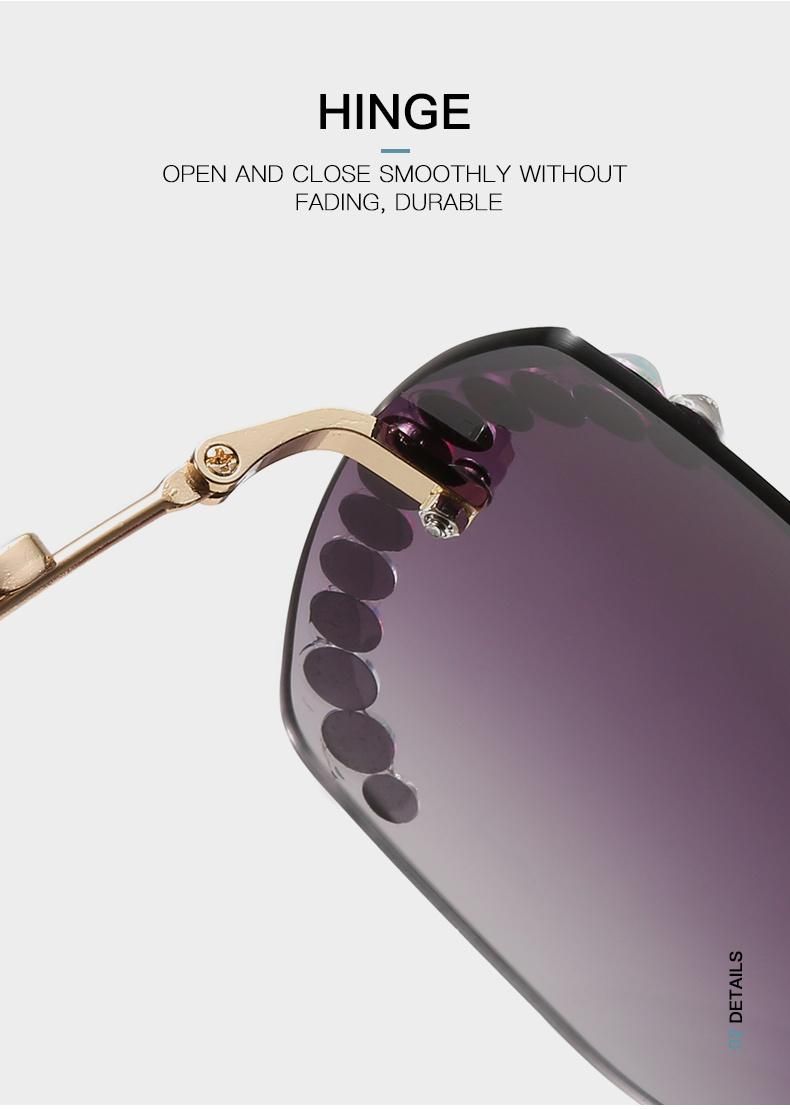 Diamond-Studded Sunglasses New Trend Frameless Trim Square Sunglasses Female Personality Ins Cross-Border Gradient Color Glasses