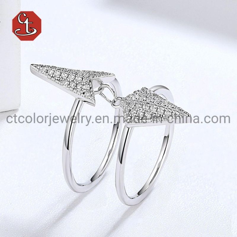 925 Sterling Silver Jewelry Arrow Dangle Fashion Earring with CZ Set