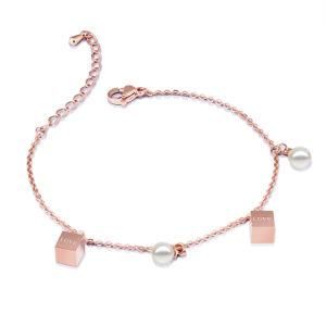 Fashion Pearl Cube Adjustable Pearl Stainless Steel Women Bracelet