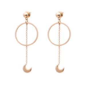 Fashion Accessories Women Jewelry Gold Plated Moon Charm Earrings