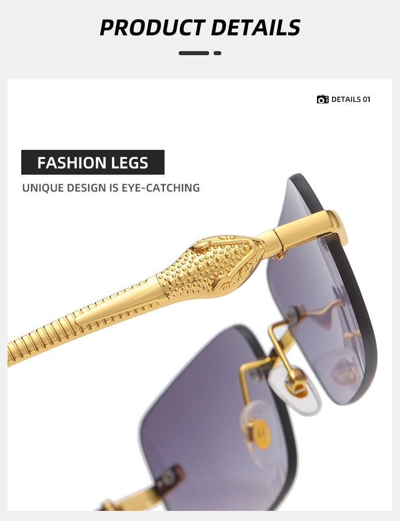 Fashion Metal Rimless Good Quality Man Sunglasses