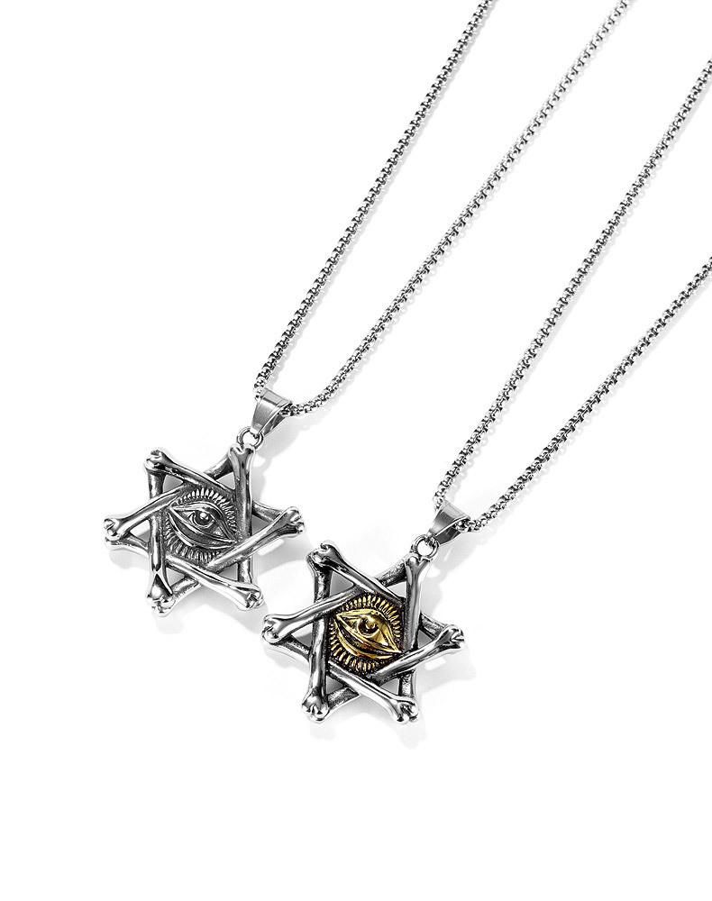 Stainless Steel Demon Eyes+Star Necklace
