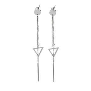 Triangle Long Tassel Gold-Plated Stainless Steel Earrings Stud