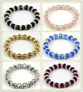 Glass Bracelet, Stretch Jewelry Bead Bracelet, Crystal Spacer Charm Bracelet