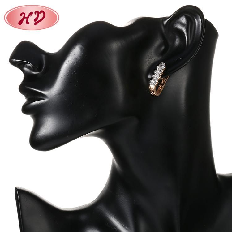Women Costume Imitation Fashion 14K 18K Gold Plated Jewelry with CZ Pearl Hoop Huggie Earring