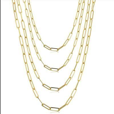 Popular Accessories PVD 18K Gold Plated Dainty Paperclip Link Chain Necklace for Handmade Jewelry