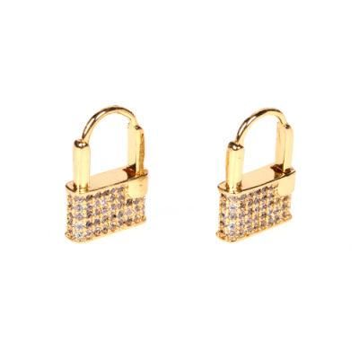 Factory 18K Gold Earrings Micro-Insert Colorful Zircon Ear Jewelry Love Lock Earrings for Women