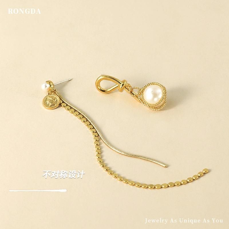 Fashion Long Tassel Asymmetric Knot Pearl Earrings Jewelry