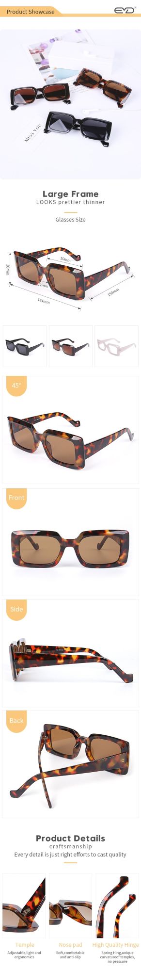New Fashion Custom Design PC Frame Square Sunglasses