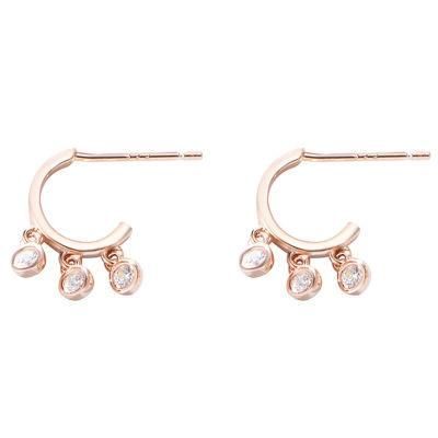 Personality Creative C Word Temperament 925 Silver Rose Gold Plated Zircon Charm Earrings