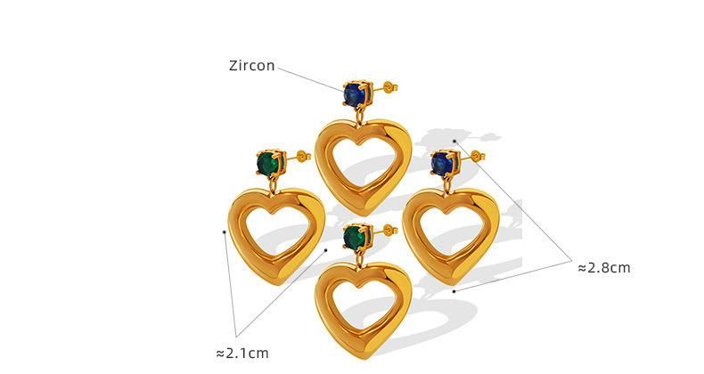 Titanium Steel 18K Gold High Luxury Design Zircon Heart Earrings