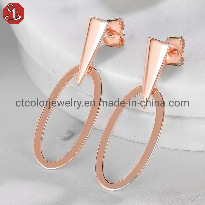 High Quality 925 Plain Silver Women′s Earrings simple style Trendy Jewelry