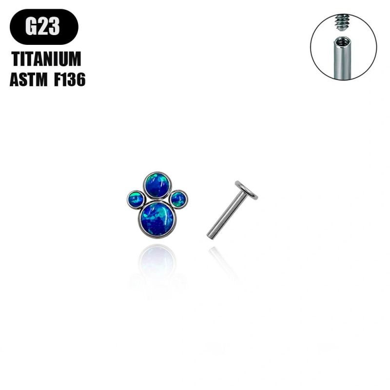 New ASTM F136 Titanium Internally Threaded Labret Setting Opal or 5A Zirconia Body Piercing