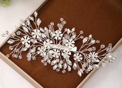 Bridal Wedding Crystal Pearl Flower Hair Clip Headpiece. Bridal Hair Comb Hair Vines Headband Headpiece