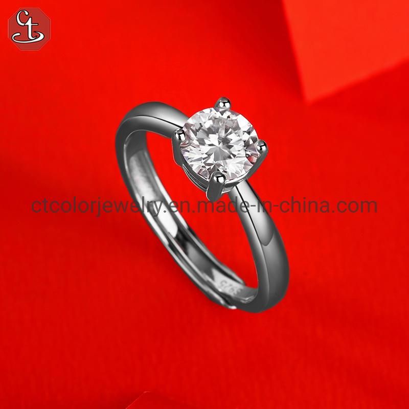 Wholesale Jewellery 1 CT Wedding Moissanite Diamond Ring Fashion Jewelry for Women