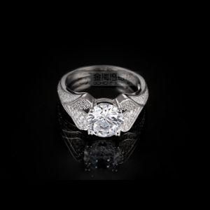Fashion New Designed Elegant Solid Silver Diamond Ring with Heart &amp; Arrow Stone