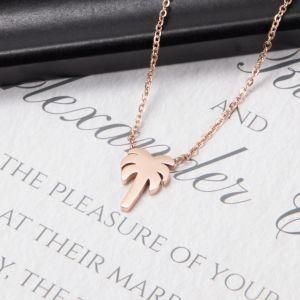 Stainless Steel Gold-Plated Coconut Tree Pendant Necklace