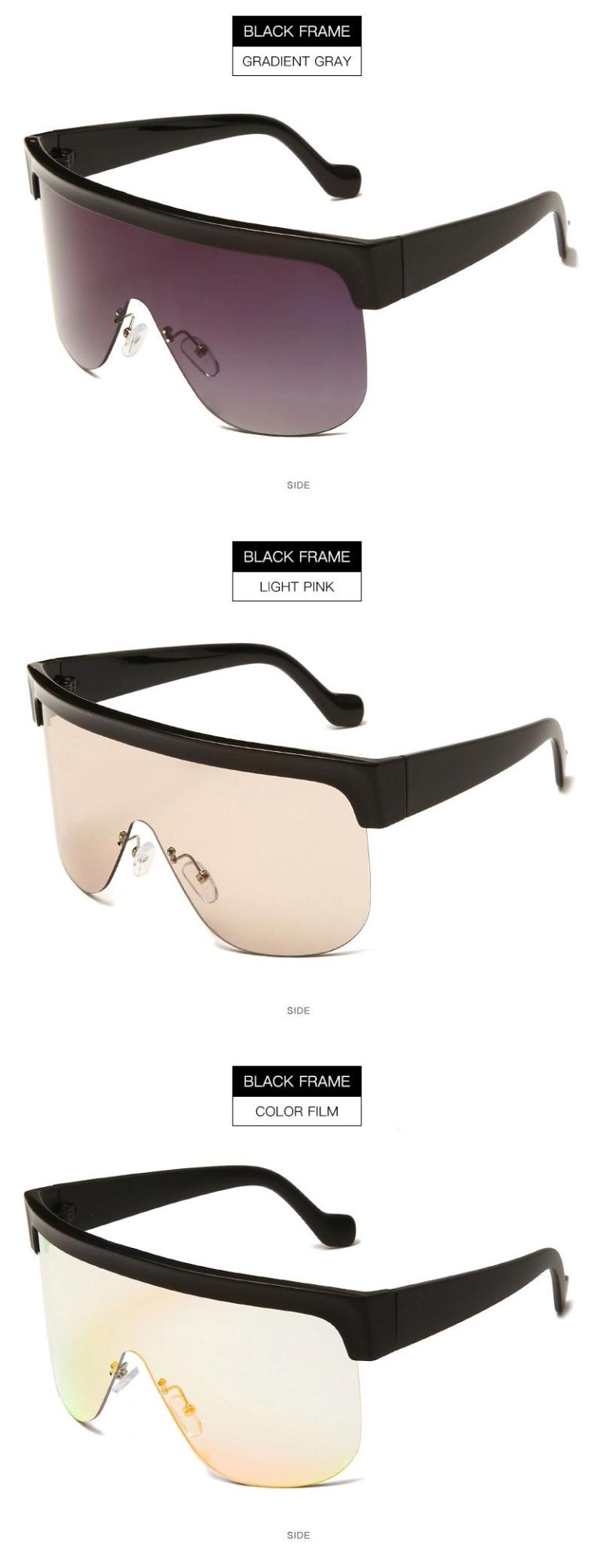 Wholesale High Quality Simple Style Fashion Trend One Piece Lens Sunglasses UV400 Oversized Colorful Eyewear