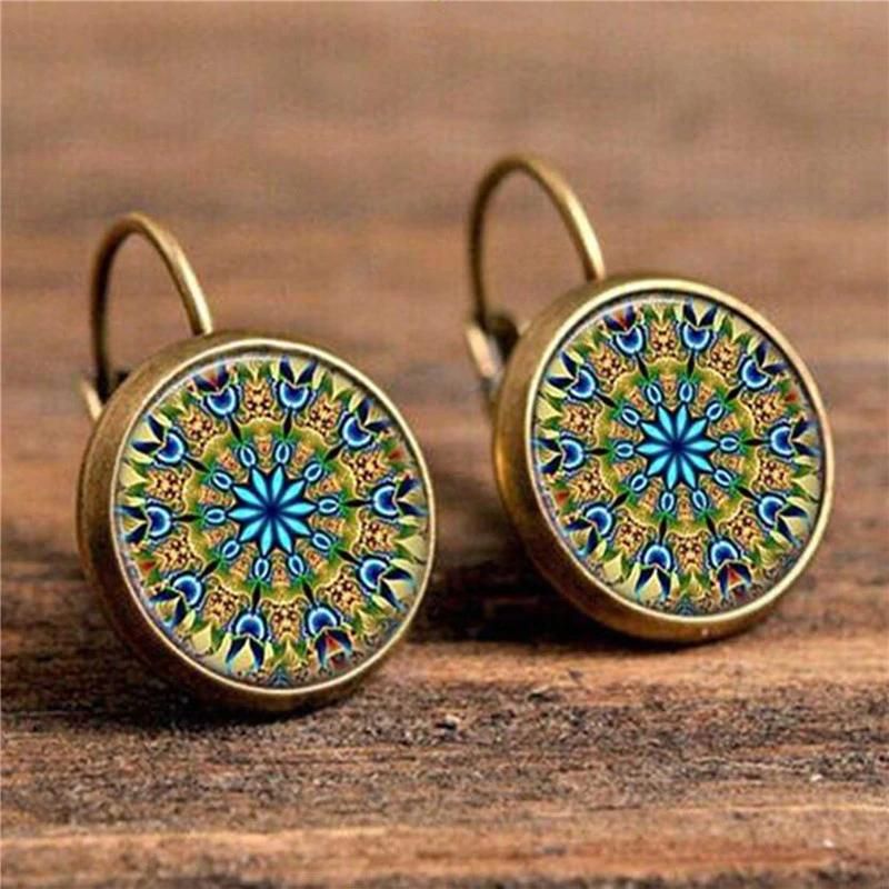 Flower Fashion Drop Earrings Girl Gift Round Earings Vintage Jewelry