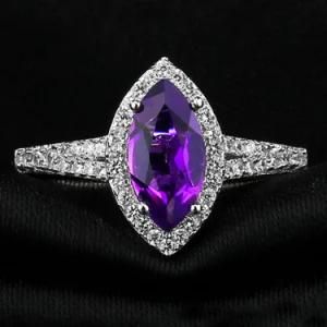 Elegant 925 Sterling Silver Royal Band Party Amethyst Ring