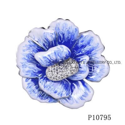 Wholesale 925 Sterling Silver Delicate Enamel Painted Flower with Czs Pendant
