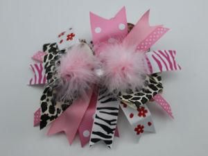 Diamond Hair Bows with Feather