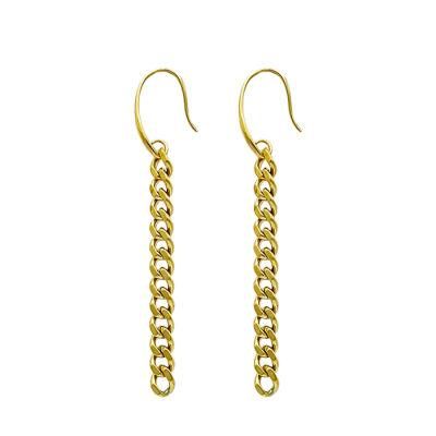 Manufacture Fashion Gold Plated Figaro Chain Earring with Stone for Lady Elegant Jewelry Gift