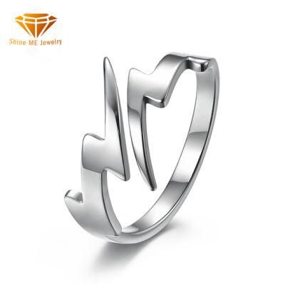 Ins Minimalist Lightning Ring Stainless Steel Pen Ring Personalized Wear Hollow Titanium Steel Jewelry Customization SSR2455