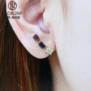 Whoosale Fashion Jewelry with Specil Stone 925 Sterling Silver or Brass Platting Jewellery Square Shape Earrings