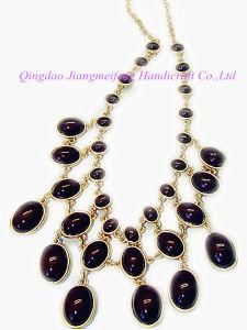 Fashion Exaggerated Vintage Amethyst Crystal Chunky Statement Necklace